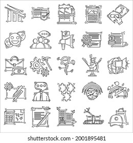 E-commerce icon set . hand drawn icon set, outline black, doodle icon, vector icon design.
