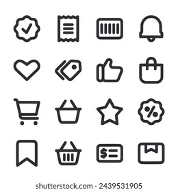 Conjunto de iconos de comercio electrónico aislado en blanco