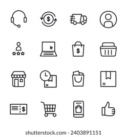 Conjunto de iconos Ecommerce aislado en blanco