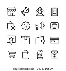 Conjunto de iconos Ecommerce aislado en blanco