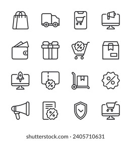 Conjunto de iconos Ecommerce aislado en blanco