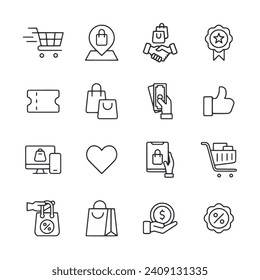 Ecommerce icon set isolated on white