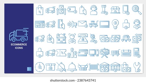 ecommerce icon set. line gradient icon collection. Containing icons. 