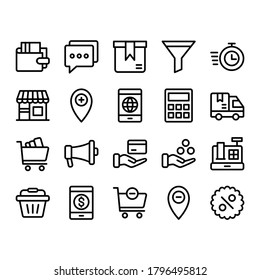 E-commerce icon set with line styles. perfect for web, logos, games, apps and presentation templates.