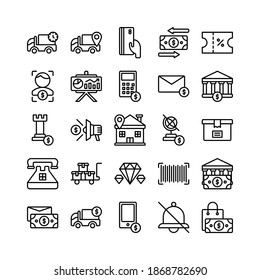 conjunto de iconos de ecommerce o ilustración de logotipo estilo de contorno vectorial 