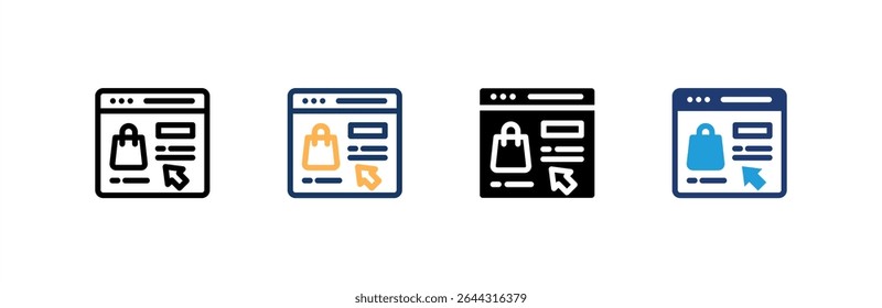 Ecommerce icon set multiple style collection. Vector illustration.