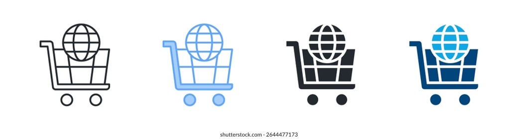 Ecommerce Icon Set Multiple Style. Designed In Outline, Blue, Glyph, Dual Tone
