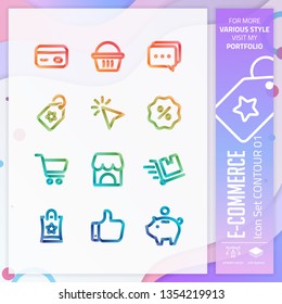E-commerce icon set on 3D style for shopping symbol. Business icon bundle can use for website, app, UI, infographic, print template and presentation.