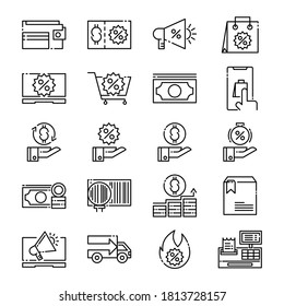 Juego de iconos de eCommerce en fondo blanco