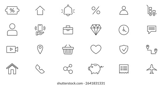 E-commerce icon set. Online shopping and e-commerce line icon.