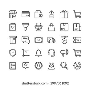 E-commerce icon set with outline style