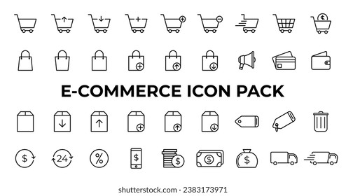 paquete de conjunto de iconos de comercio electrónico - trazo hd, limpio y editable