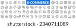 E-commerce icon set. Shopping icons. E-commerce, online shopping, delivery, store, marketing, money, marketplace. Vector illustration.