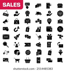 E-commerce icon set. Shopping silhouette icon set.