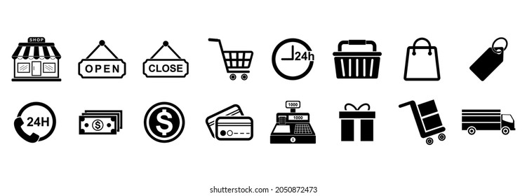 E-commerce icon set, shopping icon set, E-commerce vector  set sign symbol