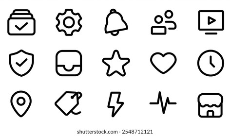 E-commerce icon set. Social media menu. Marketing icons. Vector illustration of social media menu in transparent background.