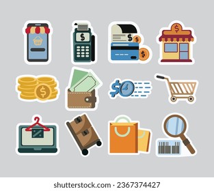 E-commerce Conjunto de iconos Stickker conjunto de iconos Stickker Ilustración
