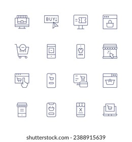 E-commerce icon set. Thin line icon. Editable stroke. Containing online shop, shopping cart, online shopping, e ticket, buy, online payment, ecommerce, basket, shop.