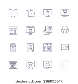 E-commerce icon set. Thin line icon. Editable stroke. Containing buy, online shopping, marketplace, shopping, online order, ecommerce, shopping list, buy online, shopping basket, online shop.