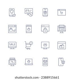 E-commerce icon set. Thin line icon. Editable stroke. Containing second hand, shopping online, online shopping, cyber monday, phone, online shop, ecommerce, shopping.