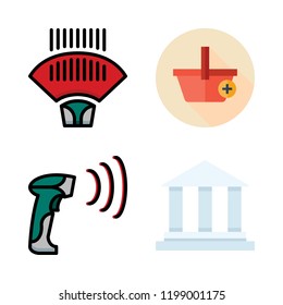 e-commerce icon set. vector set about e commerce, barcode scanner and bank icons set.