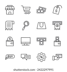 Icono de Ecommerce conjunto de ilustraciones vectoriales