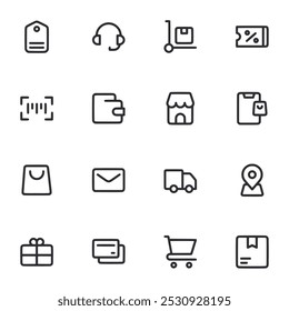 Conjunto de iconos de comercio electrónico Ilustración vectorial