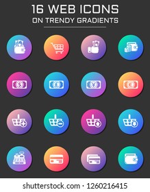 e-commerce icon set. e-commerce web icons on round trendy gradients