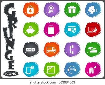 E-commerce icon set for web sites and user interface in grunge style