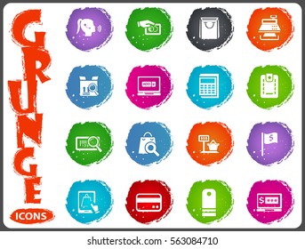 E-commerce icon set for web sites and user interface in grunge style