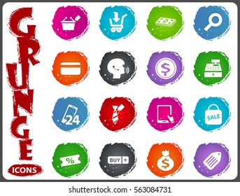 E-commerce icon set for web sites and user interface in grunge style