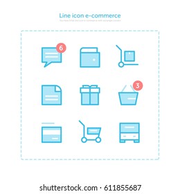 E-commerce Icon Sets With Line Flat Style (Rectangle Corners)