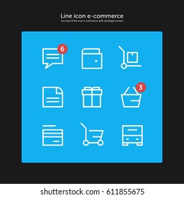 E-commerce Icon Sets With Line Style (Rectangle Corners)