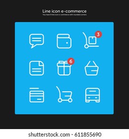 E-commerce Icon Sets With Line Style (Rounded Corners)