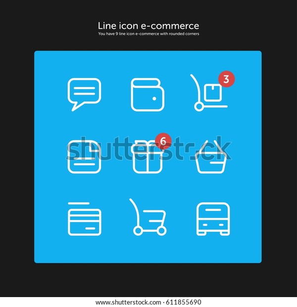 Ecommerce Icon Sets Line Style Rounded Stock Vector (Royalty Free ...