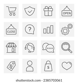 Ecommerce icon, Shopping icon set. Сollection of web icons for online shop, such as discount, delivery