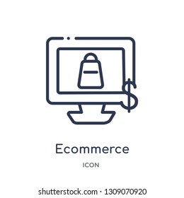 ecommerce icon from social media marketing outline collection. Thin line ecommerce icon isolated on white background.