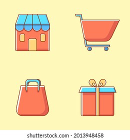 E-Commerce Icon, Store, Add to Cart, Add to Bag, Special Offer in Flat Design