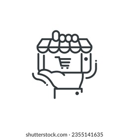 Icono de comercio electrónico, ilustración vectorial de comercio electrónico