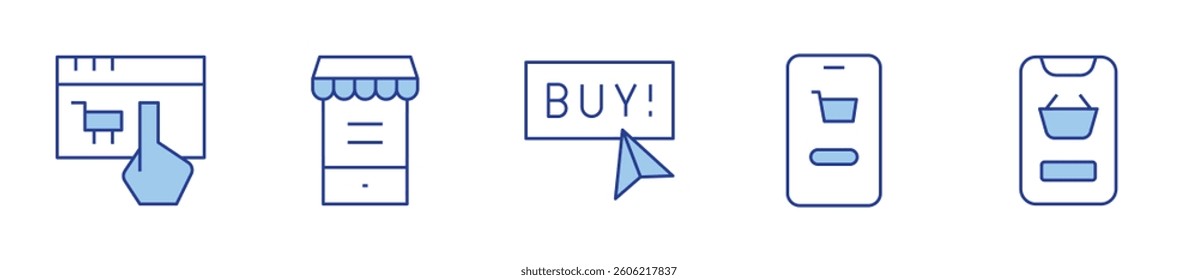 E-commerce Icon vector illustration. Line Duotone style. Editable stroke. online shopping, online shop, buy, ecommerce.