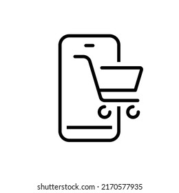 E-commerce icon vector. Online shopping symbol. Linear style sign for mobile concept and web design. Payment symbol illustration. Pixel vector graphics - Vector.