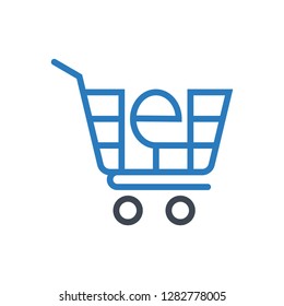 e-commerce icon, vector shopping cart Icon - Blue