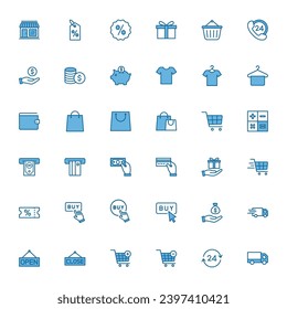 ecommerce icons collection, ecommerce icon set vector, shopping icon set for web, computer and mobile	app
