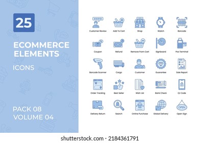  E-Commerce Icons Collection. Set contains such Icons as Shopping Bag, Worldwide Shipping, Shop, Sale Tag, and more.