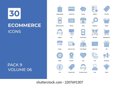 Colección de iconos de comercio electrónico. Establecer la línea vectorial con elementos para conceptos móviles y aplicaciones web. Colección de iconos modernos.