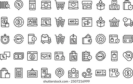 Ecommerce icons collection is a vector illustration with editable stroke.
