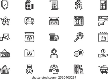 La colección de iconos de comercio electrónico es una Ilustración vectorial con trazo editable.