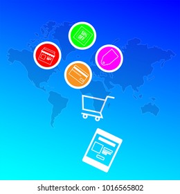 E-commerce icons, colorful
