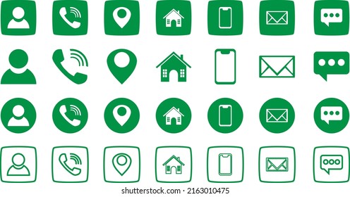 iconos de comercio electrónico, iconos de Contáctenos, conjunto de iconos de sitios web, vector. Símbolo de comunicación.