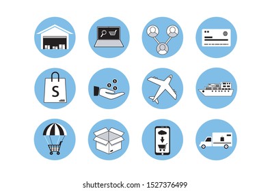 E-Commerce Icons. Drop shipping icon  Set. - Vector